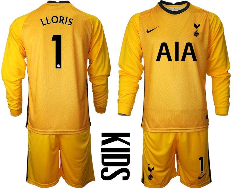 Cheap 2021 Tottenham Hotspur yellow goalkeeper youth long sleeve 1 soccer jerseys